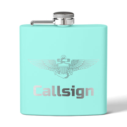 Customizable 6oz Stainless Steel Flask (Pilot Wings)