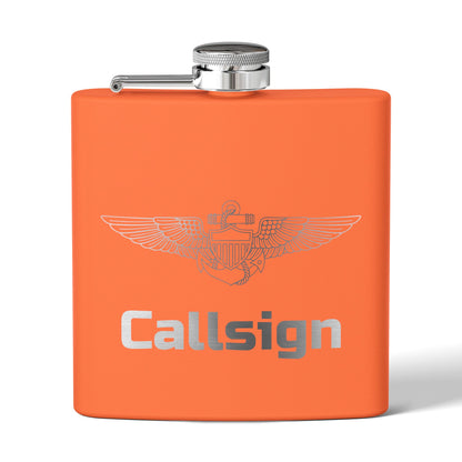 Customizable 6oz Stainless Steel Flask (Pilot Wings)