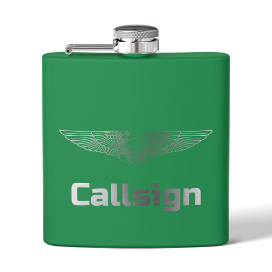 Customizable 6oz Stainless Steel Flask (NFO Wings)
