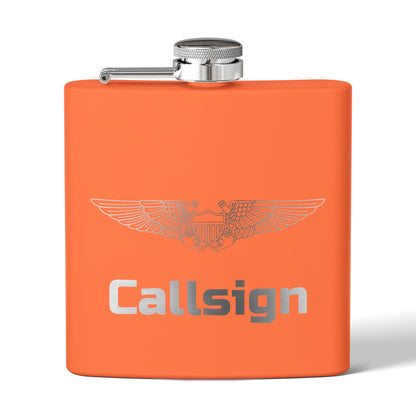 Customizable 6oz Stainless Steel Flask (NFO Wings)