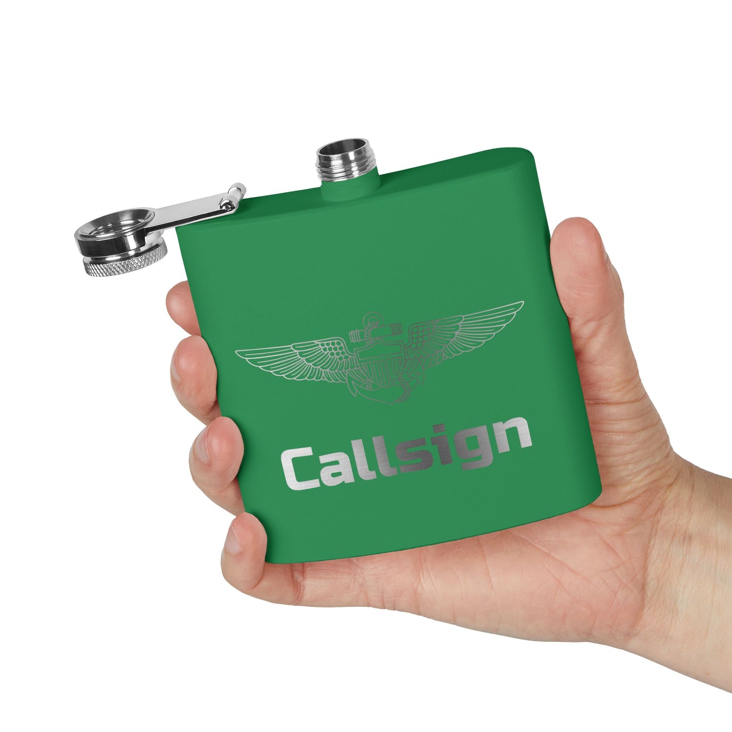 Customizable 6oz Stainless Steel Flask (Pilot Wings)