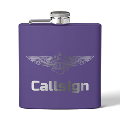 Customizable 6oz Stainless Steel Flask (Pilot Wings)